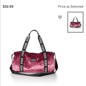 Victoria Secret Pink Velvet Duffle Bag